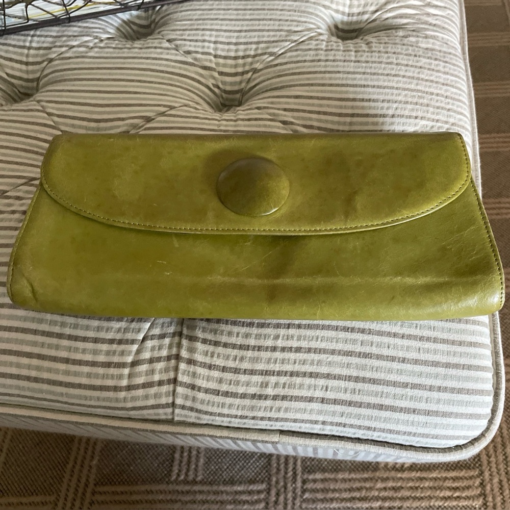 HOBO Olive Green Leather Clutch